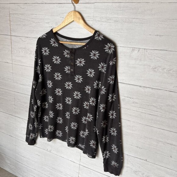 Hearth & Hand Top Womens SZ Medium Gray Fair Isle Long Sleeve 1/4 Button Casual - Picture 4 of 16
